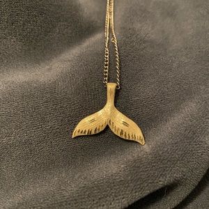 dual chrome whale tail necklace